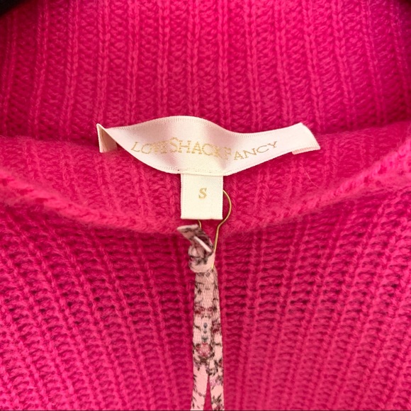 LoveShackFancy 100% Cashmere Potter Pullover Puff Sleeve Bow Detail Pink Sweater - Picture 9 of 11
